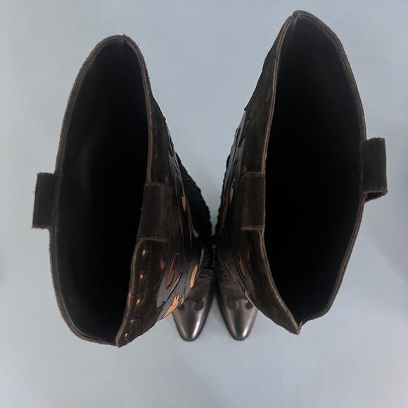 NWT Spell Sannah Fringe Onyx Black Leather Suede Western Tall Boots - Picture 13 of 16